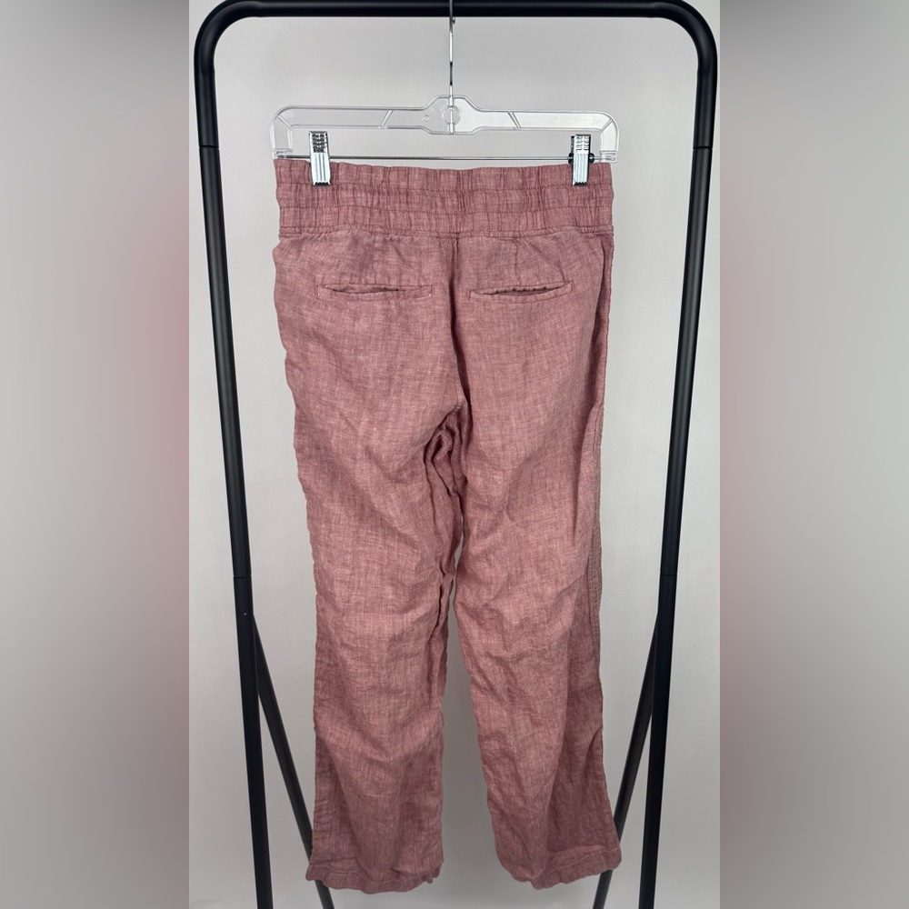 Athleta Cabo Linen Wide Leg Pants 100% Linen Tawny Rose Pink Drawstring Size 28 - Picture 3 of 5